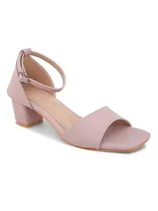 Creattoes Women’s Block Heel Sandals | Patent Finish | Party & Casual Wear | Adjustable Buckle | CR74