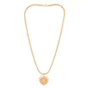 Radha's Creations medium length flat chain with heart shape pendant one gram gold No.1204