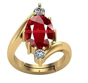 JAGDAMBA GEMS 8.25 Ratti 7.22 Carat A+ Quality Natural Burma Ruby Manik Unheated Untreatet Gemstone Gold Ring for Women's and Men's