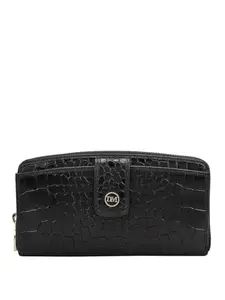 Da Milano Zip Leather Wallet for Women - Black