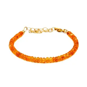 RRJEWELZ Spessartine Garnet Rondelle Beaded Bracelet – Faceted 6mm Multicolor Stones with Gold Lock – 7 Inch Adjustable link Bracelet for Men & Women|LCBR_RR_06237