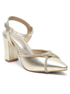 pelle albero Women Gold Embellished Slip-On Block Heels Sandals PA-PL-5032_GOLD_41