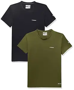Charged Endure-003 Chameleon Spandex Knit Round Neck Sports T-Shirt Olive Size Small And Charged Pulse-006 Checker Knitt Round Neck Sports T-Shirt Navy Size Small
