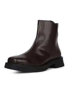 Bata Casual Block Heel Boots for Women Dark Brown