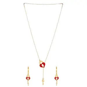 VOYLLA Valentine's Day Collection Heart and Key Pendant Set