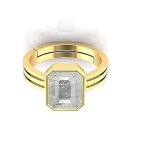 DAURAYA GEMS 10.25 Ratti 9.89 Carat Gold Plated Ring Natural White Sapphire Stone Certified Safed Pukhraj Adjaistaible Ring Birthstone Precious Loose Gemstone (Lab Certified)