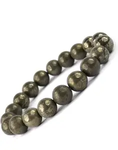 HOME DECOR HANDICRAFTS Pyrite Stone Bracelet HDH1267-(Best For attracting Wealth/Money and Career Growth) (Pearls/Beads Size-10mm)