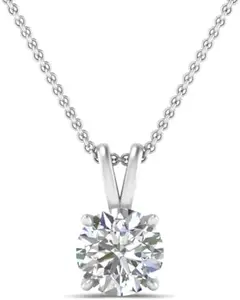 ZALKARI 3 Carat Round Cubic Zirconia Solitaire Pendant Necklace In 925 Sterling Silver For Women | 6 Months Warranty | Valentine Gift For Women & Girls