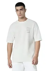 Reebok Men's Cotton Poly Casual Oversized T-Shirt - Soft Breathable Loose Fit Half Sleeve Tee | Round Neck Tshirt