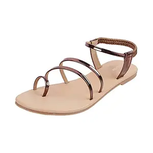 Walkway by Metro Brands Women Bronze Synthetic Sandals 6-UK (39 EU) (33-1400)
