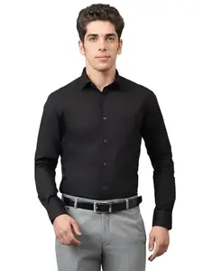 Cantabil Cotton Solid Full Sleeve Spread Collar Regular Fit Formal Shirt for Men | Formal Shirt for Men | Formal Wear Shirts for Men (MSHF00544V_Black_42)