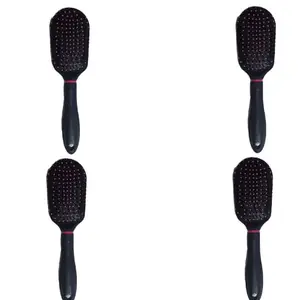 G Krishna Naturals Small Paddle Black Hair Brush for Women & Men | Durable Long Lasting Wood Kangi for Natural Hair Growth (Pack of 4) (GKNH4-06)