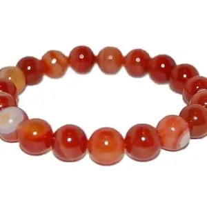 LKBEADS Unisex gem orange agate 8mm, 23 Pieces round smooth beads stretchable 7 inch bracelet for men,women-Healing, Meditation,Prosperity,Good Luck Bracelet