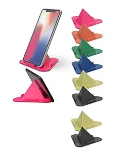 STXXOR MTS Portable Three-Sided Triangle Desktop Stand Mobile Phone Pyramid Shape Tablet Holder Desktop Stand - Multi Color(10 Pcs)