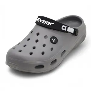 SVAAR Mens Ultra-Soft Lightweight Clogs || Breathable & Waterproof Slip-On Sandals with Adjustable Back Strap for All-Day Comfort Cement Grey