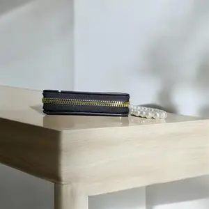 Cartoon Character Print Wallet with Pearl Chain, Black (Black)