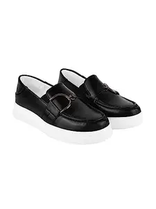 Do Bhai Smart Casual Chain Detailed Black Loafers for Women & Girls /UK3