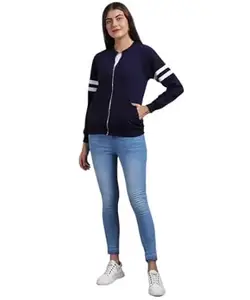 PERFECT PRODUCTIONS Stylish Long Sleeves Winter Wear Zipper Jacket For Women (5XL, Blue)