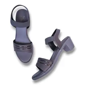 Zibia Women's Block Heel Sandals, Pastel Shades, Elastic Strap, Casual Comfort (GREY, UK Footwear Size System, Adult, Women, Numeric, Medium, 6)