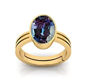GEMSJEWELS Color Changing Alexandrite Ring Gold Plated AAA Quality Excellent Shinning Stone Ring 13.00 Carat Men and Women,s (GGTL Lab - Certified)