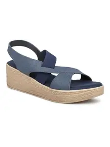 INC.5 Women Blue Textured Wedge Heels