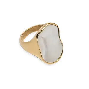 PALMONAS Galaxy White Ring- 18k Gold Plated (Size - 8)