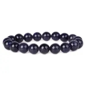 EDMIRIA Natural Gemstone 10mm Round Beads Crystals Handmade Healing Power Reiki Stretch 7.5 inch Beaded BraceletsBracelet Unisex (Blue Sandstone)