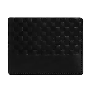 CLOUDWOOD Black 3D Emboss Square Bi-Fold Leather 3 ATM Card Slots Wallet for Men -WL39