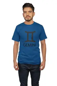 Bag It Deals Third Sign of Zodiac(BG Black) Blue Round Neck Cotton Half Sleeved T-Shirt with Printed Graphics