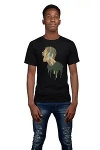 JD TRENDS Intense Music-Black- Men's - Printed T-Shirt - Comfortable Round Neck Cotton