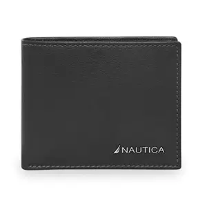 Nautica Bi Fold Black Slim & Light Weight Leather Men's Stylish Casual Wallet Purse with Card Holder Compartment | Multi Compartment with Zip