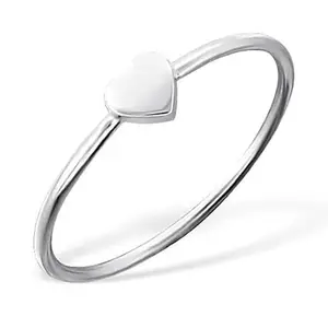 Girl's Tiny Heart Ring 925 Silver Ring Slim Love Band Sterling Silver Ring (14)