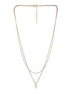 Carlton London Women & Girls Rose Gold-Plated Double Layered Chain Necklace With Beautiful Charm Pendant