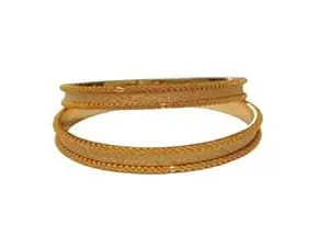 Broad Gold Finish Bangles with self Design Set of 2 Available Sizes Size 2.6 & 2.8