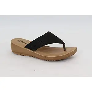 inblu Stylish Fashion Sandal/Slipper for Women | Comfortable| Lightweight | Anti Skid | Casual Office Footwear (3843_Blk+Red_41)