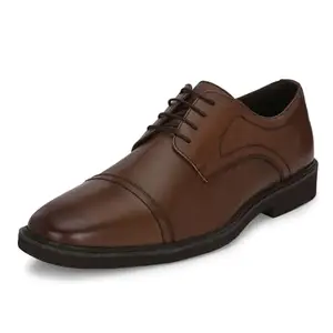 Auserio Men's Pull On Lace Up Formal Shoes | Anti Skid Sole & Padded Collar | with Antimicrobial & Heat-Insulating | Shoes for Office, Parties & All Occassions | Brown 10 UK (JM 006)