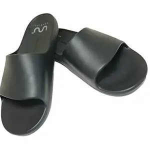 doubleu Recovery Slipper|Soft Doctor Anti-Skid Slipper for Women|Milano|Slides, Flip-Flops, Chappals|For Ladies and Girls(8,BLACK)