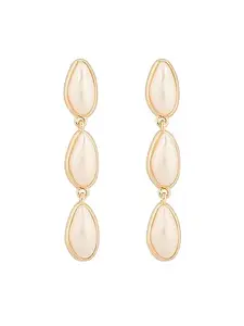 E2O Gold- Plated White Pearls Hanging Drop Earrings