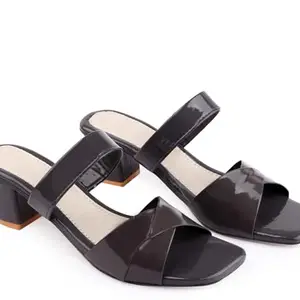Paduki Women's Footwear Block heels slip On Solid Casual stylish sandals (Grey-5)
