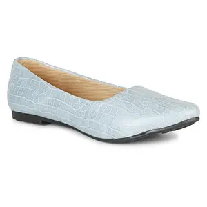 Footshez Women's Synthetic Leather Casual & Party Bellies | Ballet Flats for Women (Blue, Numeric_7)