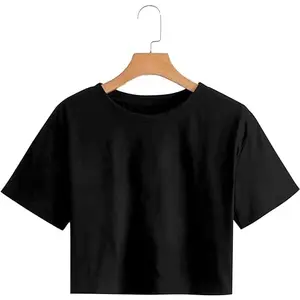 Alekya Women's Stylish & Trendy Croptop in Poly-Cotton Blend Half Sleeve (XL, Black)