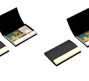 Tresiba Card Holder Credit Card Package Card Holder Business Card Case Black Leather Visiting (D_89317_Brown_Pack of 2)