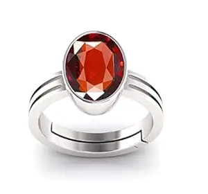 AYUSH GEMS 5.00 Ratti 4.00 Carat Natural Gomed Stone Silver Plated Ring Adjustable Gomed Hessonite Astrological Gemstone for Men and Women