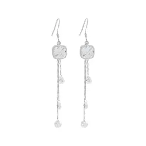 Kushal's Fashion Jewellery White Rodium Plated Casual Trendy Zircon Earring - 429067