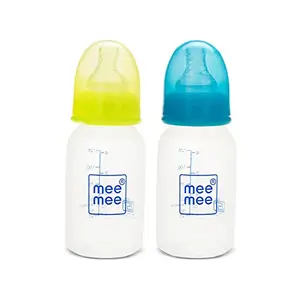 Mee Mee Premium Baby Feeding Bottle (125 ml, Blue & Green)