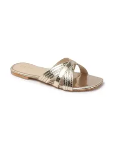 ELLE Women Sandal,Gold,UK-8