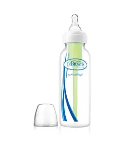 Dr. Brown's Natural Flow Options Polypropylene Standard Neck Baby Bottle (250 Ml, Clear)