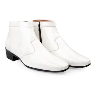 Baxxico Men's 2 Inch Elevator Height Increasing White Patent Leather Formal Zipper Shoes-6UK[BAXB993-White]