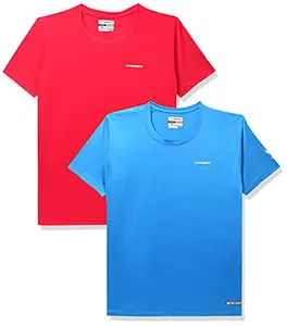 Charged Play-005 Interlock Knit Geomatric Emboss Polyester Round Neck Sports T-Shirt Scuba Size Xl And Pulse-006 Checker Knitt Polyester Round Neck Sports T-Shirt Red Size Xl