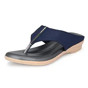Centrino Women's 6205 Blue Thong Comfortable Ortho Care Ladies | Fashion Wear Sandal & Chappal | Soft Cushioned for More Comfort-7 Kids UK (6205-06)